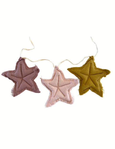 Billede af Guirlande - stjerner på snor - lyserød/bordeaux/karrygul